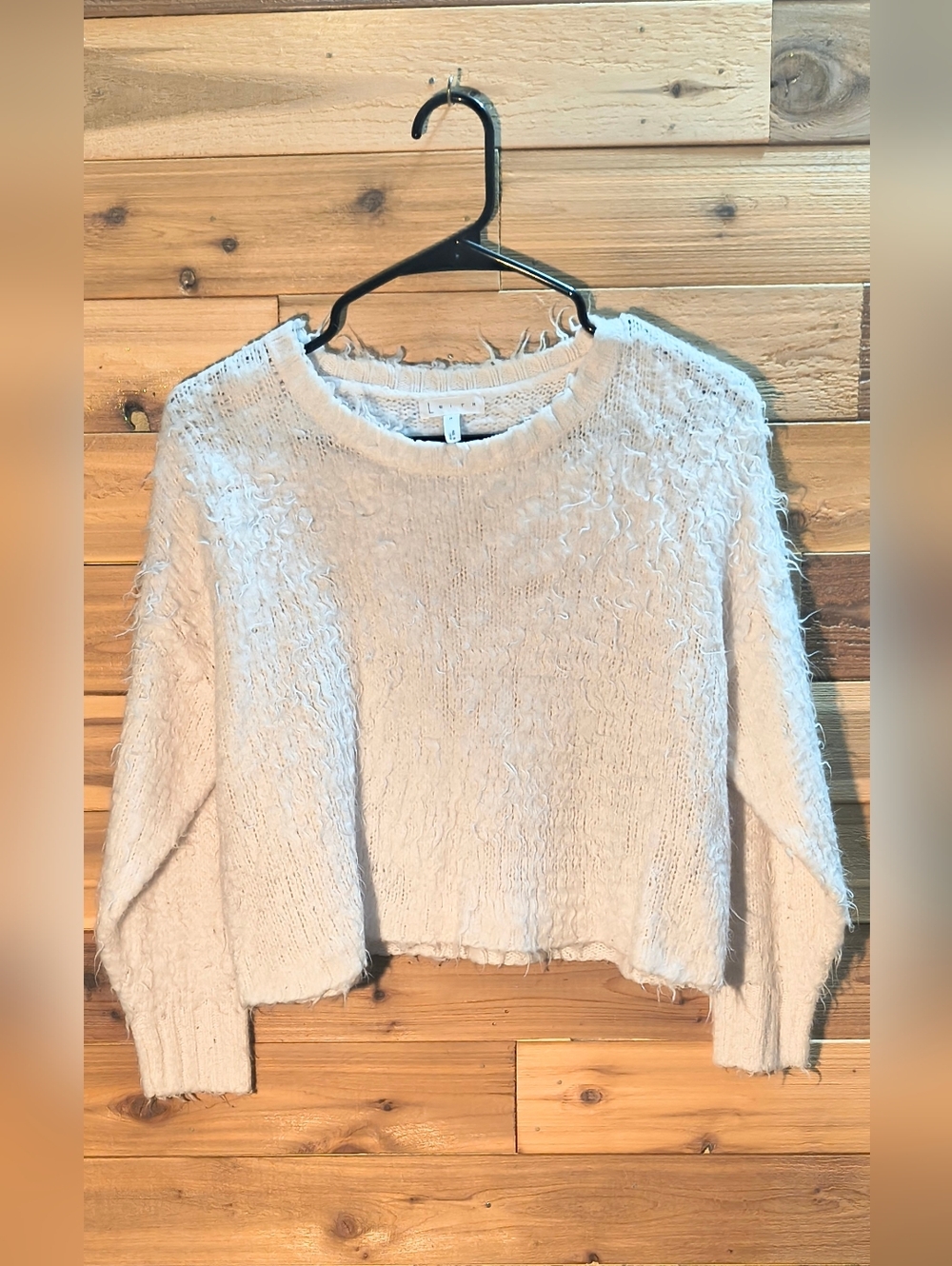 Faux Fur Crop Sweater By Leith - Size M - White Color